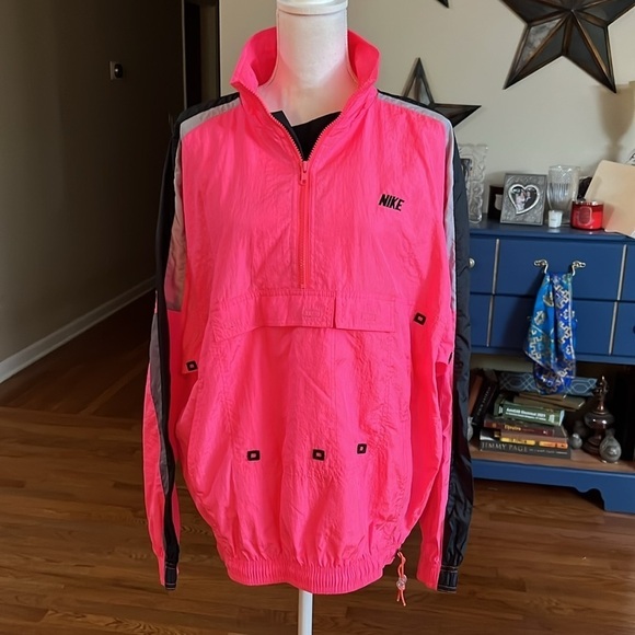 Nike Retro Y2K Windbreaker Jacket Pullover Track 1/2 Zip Front Pouch Large - Picture 10 of 15